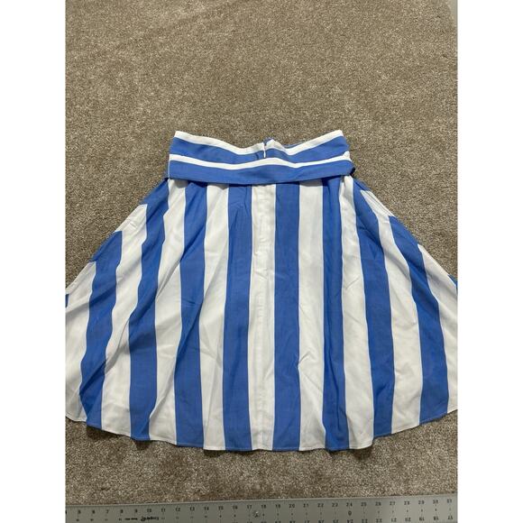 NEW Ann Taylor 12 Petite Awning Striped Tie Waist Circle Skirt Blue and White - Picture 12 of 13